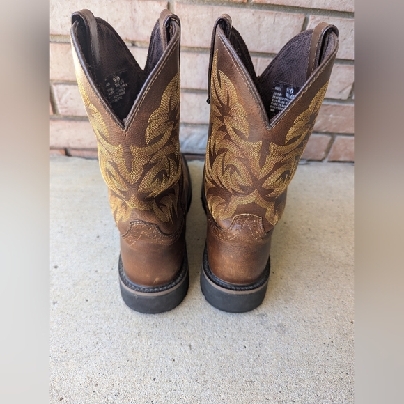 Justin Western style work boots cowboy composite toe size 9.5 men's READ - Picture 4 of 8